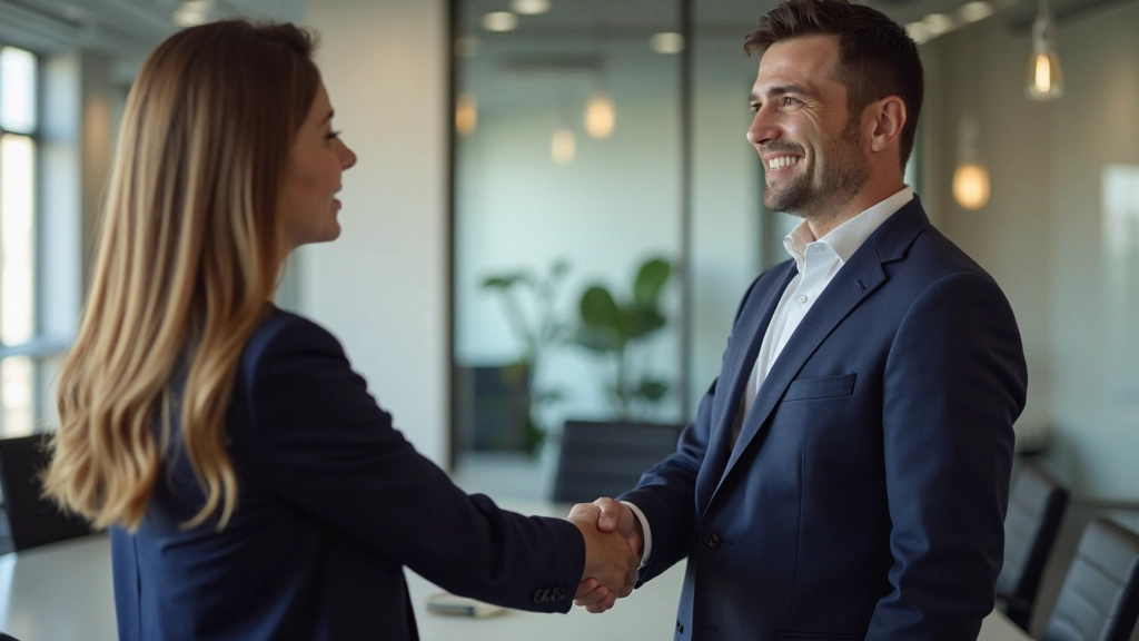 Профессиональная встреча двух деловых партнеров за столом с документами и кофе