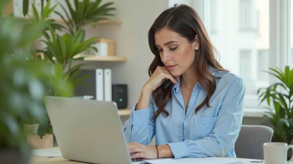 Профессиональная женщина занимается саморазвитием с ноутбуком