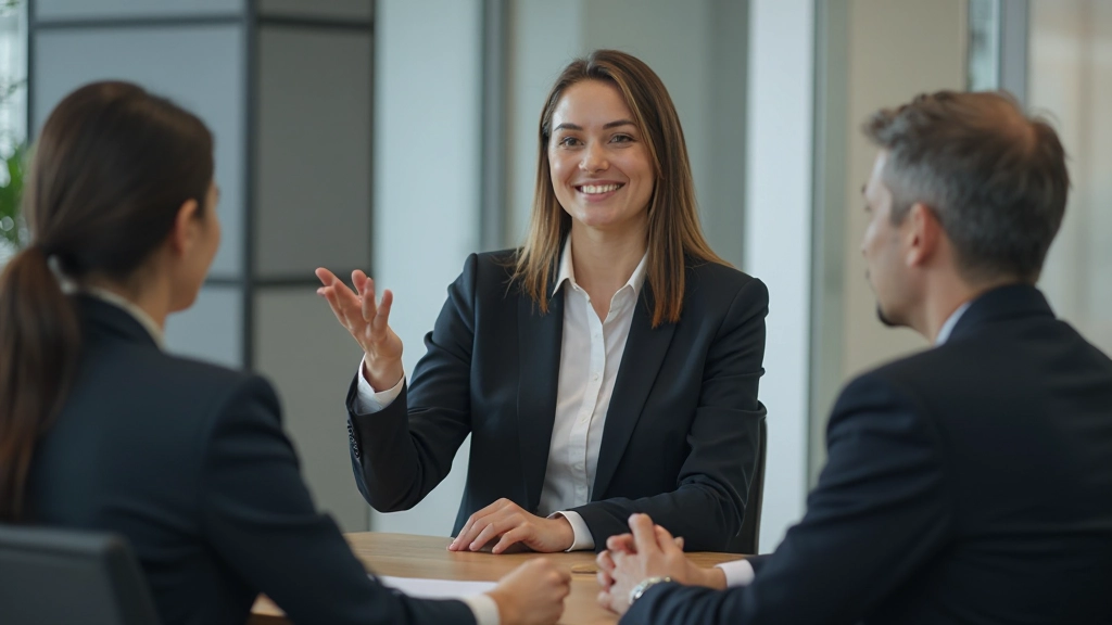 Деловая женщина проводит презентацию перед командой